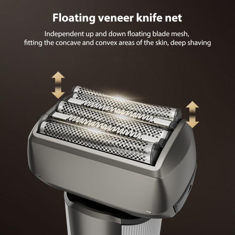 Five-blade Full Body Washable LED Digital Display Reciprocating Electric Shaver(Grey)