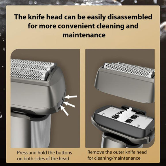 Five-blade Full Body Washable LED Digital Display Reciprocating Electric Shaver(Grey)