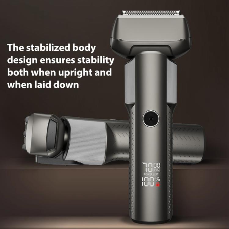 Five-blade Full Body Washable LED Digital Display Reciprocating Electric Shaver(Grey)