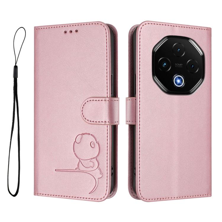 For UMIDIGI G100 Pro Litter Panda Embossing RFID Leather Phone Case with Lanyard(Pink)