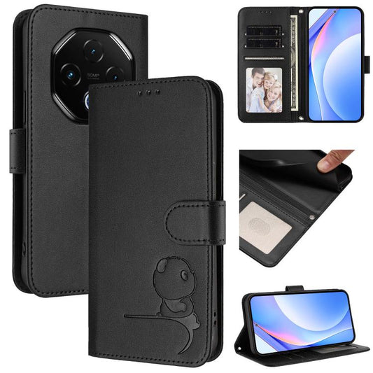 For UMIDIGI G100 Pro Litter Panda Embossing RFID Leather Phone Case with Lanyard(Black) - free shipping - PMC Jewellery - Order now!
