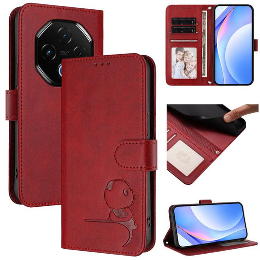 For UMIDIGI G100 Pro Litter Panda Embossing RFID Leather Phone Case with Lanyard(Wine Red) - free shipping - PMC Jewellery - Order now!