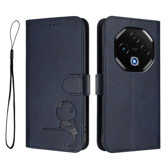 For UMIDIGI G100 Pro Litter Panda Embossing RFID Leather Phone Case with Lanyard(Blue)