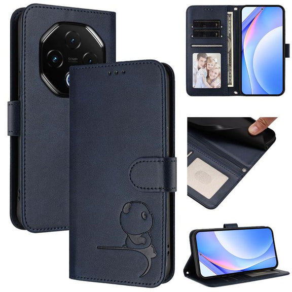 For UMIDIGI G100 Pro Litter Panda Embossing RFID Leather Phone Case with Lanyard(Blue)