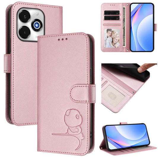 For UMIDIGI G100x 5G / 4G Litter Panda Embossing RFID Leather Phone Case with Lanyard(Pink) - free shipping - PMC Jewellery - Order now!