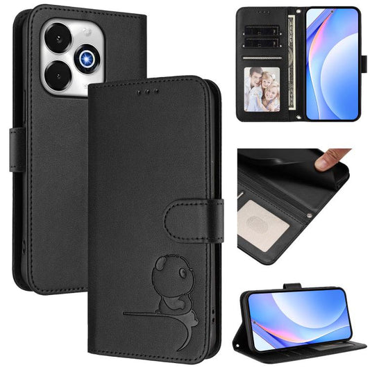 For UMIDIGI G100x 5G / 4G Litter Panda Embossing RFID Leather Phone Case with Lanyard(Black) - free shipping - PMC Jewellery - Order now!