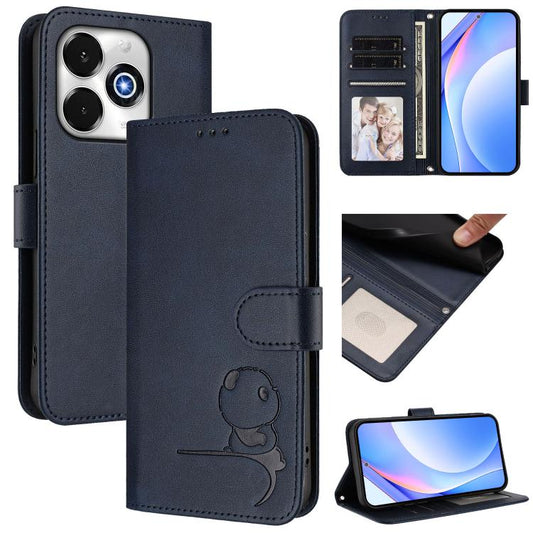 For UMIDIGI G100x 5G / 4G Litter Panda Embossing RFID Leather Phone Case with Lanyard(Blue) - free shipping - PMC Jewellery - Order now!