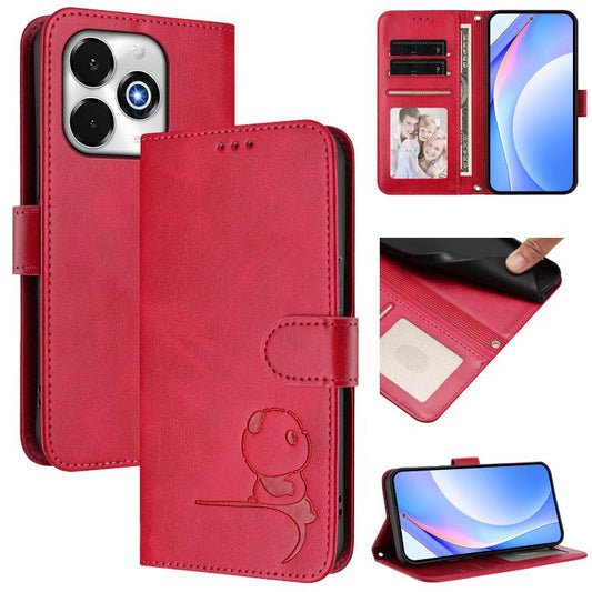 For UMIDIGI G100x 5G / 4G Litter Panda Embossing RFID Leather Phone Case with Lanyard(Rose Red) - free shipping - PMC Jewellery - Order now!