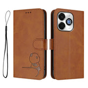 For UMIDIGI G100x 5G / 4G Litter Panda Embossing RFID Leather Phone Case with Lanyard(Brown)