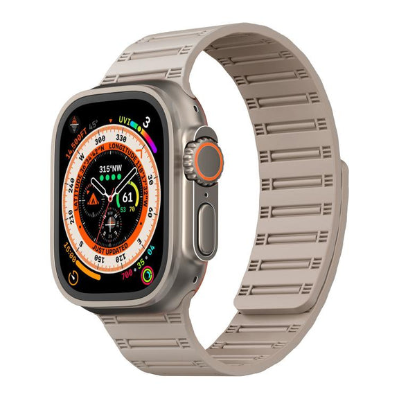 For Apple Watch 46mm / 49mm / 45mm / 44mm Cylinder Magnetic Two-color Loop Silicone Watch Band(Starlight)