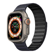 For Apple Watch 46mm / 49mm / 45mm / 44mm Cylinder Magnetic Two-color Loop Silicone Watch Band(Midnight Color Black)