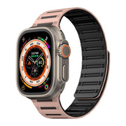 For Apple Watch 46mm / 49mm / 45mm / 44mm Cylinder Magnetic Two-color Loop Silicone Watch Band(Pink Black)