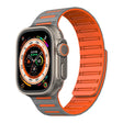 For Apple Watch 46mm / 49mm / 45mm / 44mm Cylinder Magnetic Two-color Loop Silicone Watch Band(Grey Orange) - free shipping - PMC TechLife - Order now!