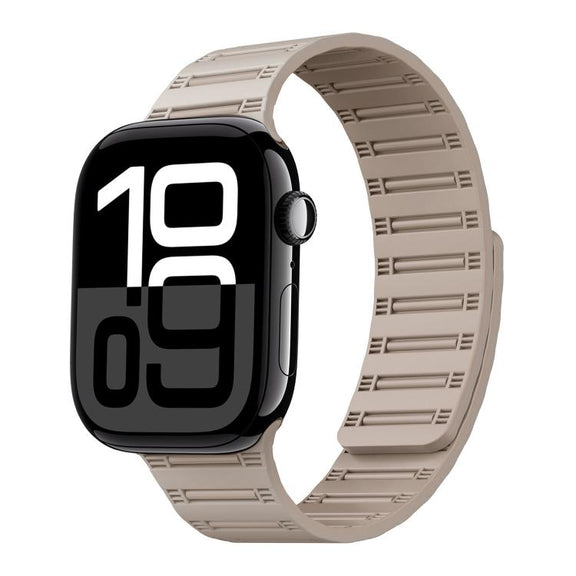 For Apple Watch 42mm / 41mm / 40mm / 38mm Cylinder Magnetic Two-color Loop Silicone Watch Band(Starlight)