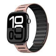 For Apple Watch 42mm / 41mm / 40mm / 38mm Cylinder Magnetic Two-color Loop Silicone Watch Band(Pink Black)