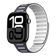 For Apple Watch 42mm / 41mm / 40mm / 38mm Cylinder Magnetic Two-color Loop Silicone Watch Band(Black White)