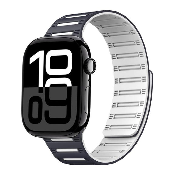For Apple Watch 42mm / 41mm / 40mm / 38mm Cylinder Magnetic Two-color Loop Silicone Watch Band(Black White)