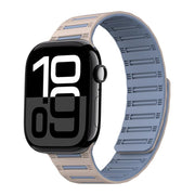 For Apple Watch 42mm / 41mm / 40mm / 38mm Cylinder Magnetic Two-color Loop Silicone Watch Band(Antique White Mist Blue)
