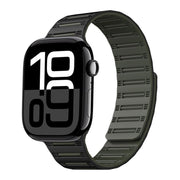 For Apple Watch 42mm / 41mm / 40mm / 38mm Cylinder Magnetic Two-color Loop Silicone Watch Band(Black Army Green)