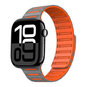 For Apple Watch 42mm / 41mm / 40mm / 38mm Cylinder Magnetic Two-color Loop Silicone Watch Band(Grey Orange)
