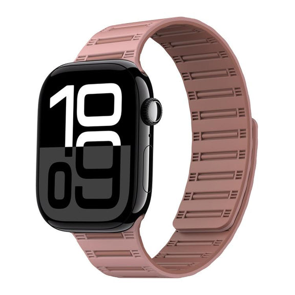 For Apple Watch 42mm / 41mm / 40mm / 38mm Cylinder Magnetic Two-color Loop Silicone Watch Band(Oxford Pink Rose Grey)