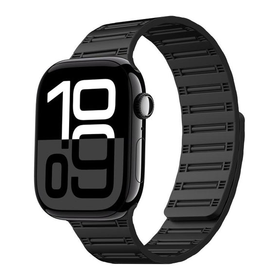 For Apple Watch 42mm / 41mm / 40mm / 38mm Cylinder Magnetic Two-color Loop Silicone Watch Band(Black)