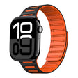 For Apple Watch 42mm / 41mm / 40mm / 38mm Cylinder Magnetic Two-color Loop Silicone Watch Band(Black Orange) - free shipping - PMC TechLife - Order now!
