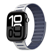 For Apple Watch 42mm / 41mm / 40mm / 38mm Cylinder Magnetic Two-color Loop Silicone Watch Band(White Midnight Blue)