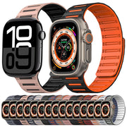 For Apple Watch 42mm / 41mm / 40mm / 38mm Cylinder Magnetic Two-color Loop Silicone Watch Band(Midnight Color Black)