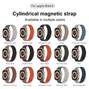 For Apple Watch 42mm / 41mm / 40mm / 38mm Cylinder Magnetic Two-color Loop Silicone Watch Band(Starlight)