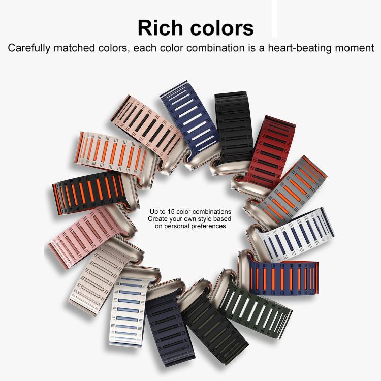 For Apple Watch 42mm / 41mm / 40mm / 38mm Cylinder Magnetic Two-color Loop Silicone Watch Band(Starlight Orange) - free shipping - PMC TechLife - Order now!