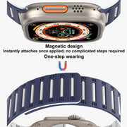For Apple Watch 42mm / 41mm / 40mm / 38mm Cylinder Magnetic Two-color Loop Silicone Watch Band(Oxford Pink Rose Grey)