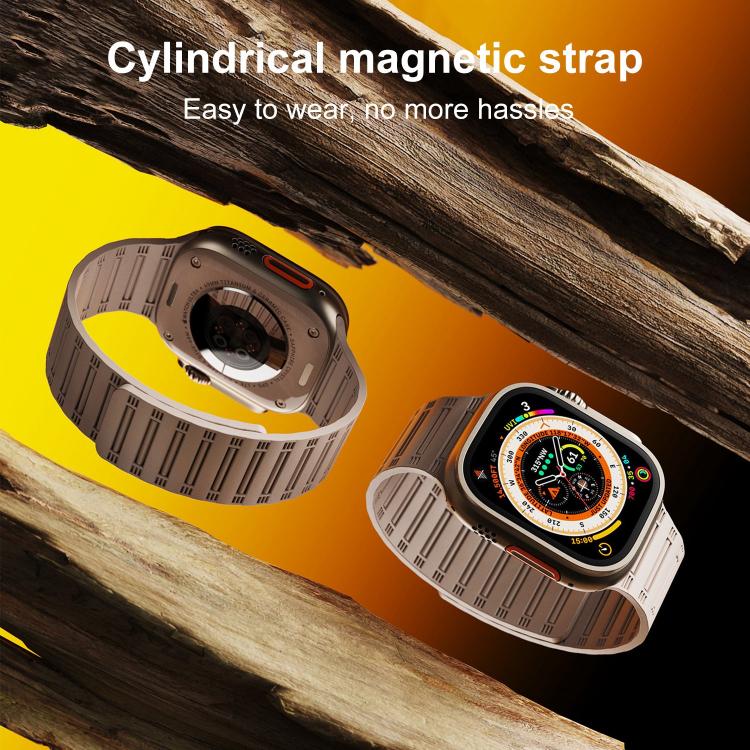 For Apple Watch 46mm / 49mm / 45mm / 44mm Cylinder Magnetic Two-color Loop Silicone Watch Band(Midnight Color Black) - free shipping - PMC TechLife - Order now!
