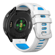 For Garmin Forerunner 970 Two Color Steel Buckle Silicone Watch Band(White Blue)