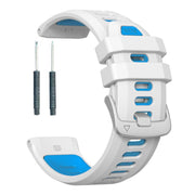 For Garmin Forerunner 970 Two Color Steel Buckle Silicone Watch Band(White Blue)