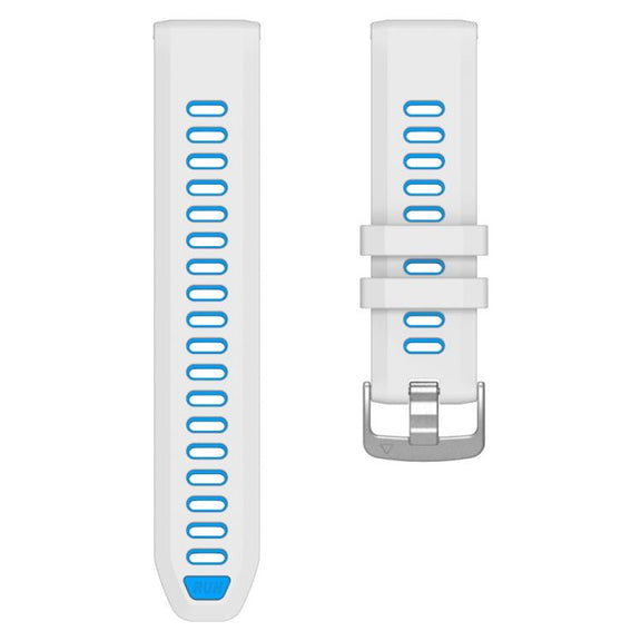 For Garmin Forerunner 970 Two Color Steel Buckle Silicone Watch Band(White Blue)