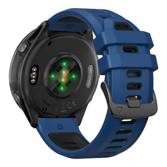 For Garmin Forerunner 970 Two Color Steel Buckle Silicone Watch Band(Royal Blue Black)