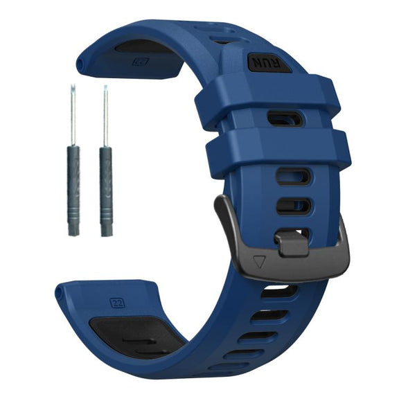 For Garmin Forerunner 970 Two Color Steel Buckle Silicone Watch Band(Royal Blue Black)