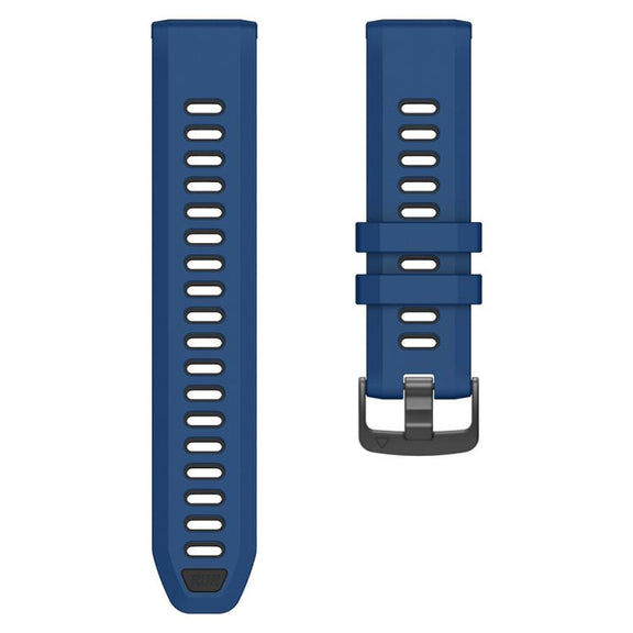 For Garmin Forerunner 970 Two Color Steel Buckle Silicone Watch Band(Royal Blue Black)