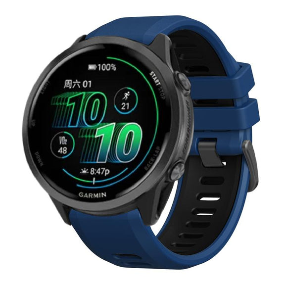 For Garmin Forerunner 970 Two Color Steel Buckle Silicone Watch Band(Royal Blue Black)
