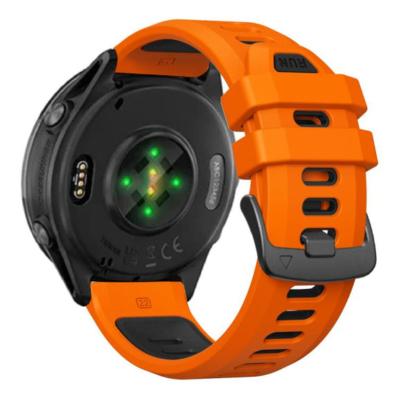 For Garmin Forerunner 970 Two Color Steel Buckle Silicone Watch Band(Orange Black)