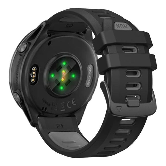 For Garmin Forerunner 970 Two Color Steel Buckle Silicone Watch Band(Black Grey)