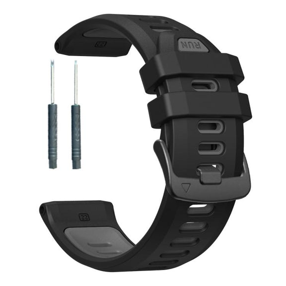 For Garmin Forerunner 970 Two Color Steel Buckle Silicone Watch Band(Black Grey)
