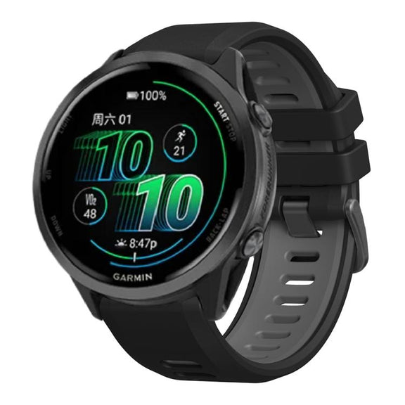 For Garmin Forerunner 970 Two Color Steel Buckle Silicone Watch Band(Black Grey)