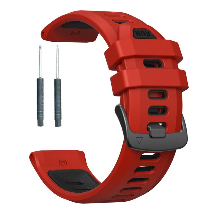 For Garmin Forerunner 970 Two Color Steel Buckle Silicone Watch Band(Red Black)