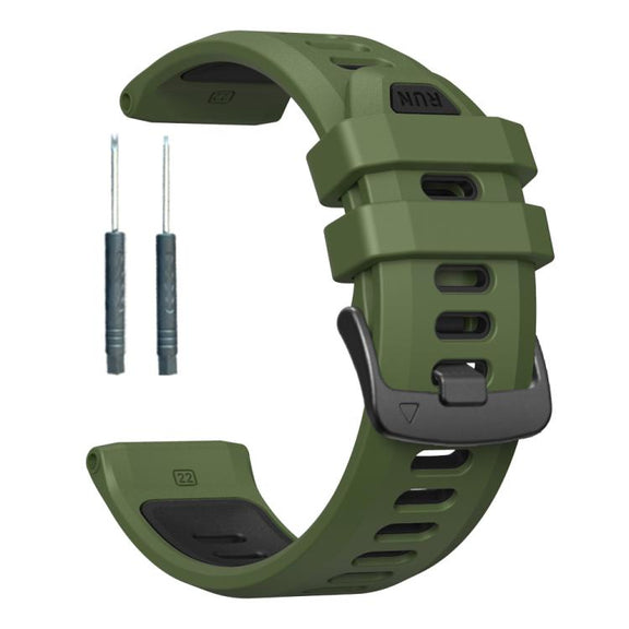 For Garmin Forerunner 970 Two Color Steel Buckle Silicone Watch Band(Army Green Black)