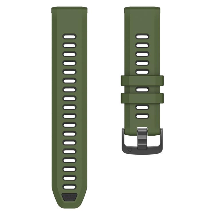 For Garmin Forerunner 970 Two Color Steel Buckle Silicone Watch Band(Army Green Black)