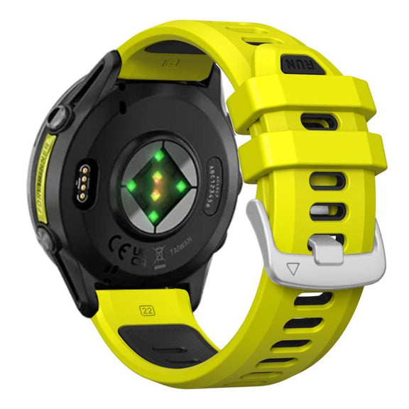 For Garmin Forerunner 970 Two Color Steel Buckle Silicone Watch Band(Lime Black)