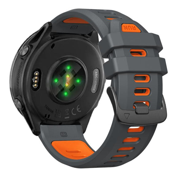 For Garmin Forerunner 970 Two Color Steel Buckle Silicone Watch Band(Charcoal Orange)