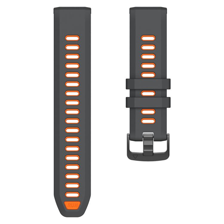 For Garmin Forerunner 970 Two Color Steel Buckle Silicone Watch Band(Charcoal Orange)